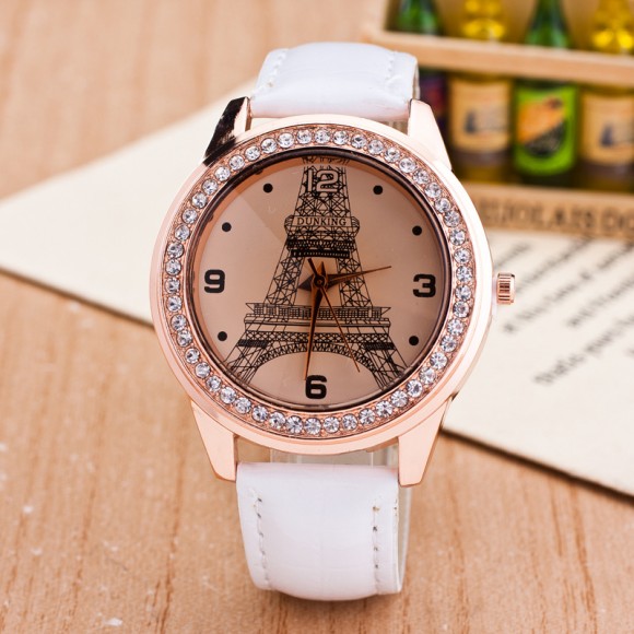 Женские часы с кожаным ремешком Париж Delux