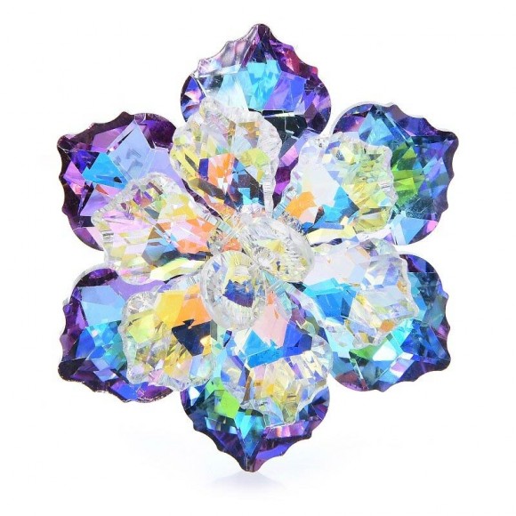 Брошка квітка кристал purple