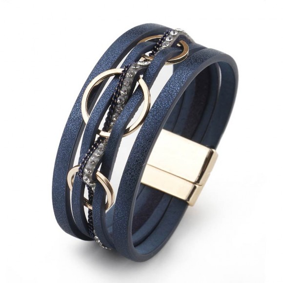 Синий женский браслет с кольцами