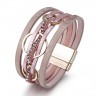 Розовый женский браслет с кольцами