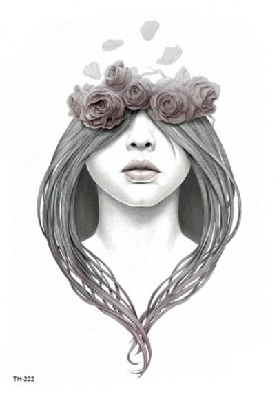 Тимчасове татуювання — Дівчина містика з трояндами TH — 222