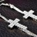 Сережки довгі Крістальний хрест сріблястого кольору