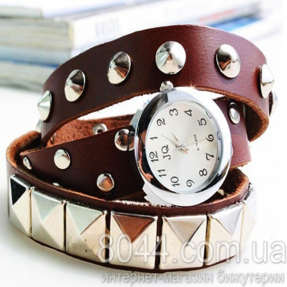Жіночий годинник зі шкіряним ремінцем Punk коричневий