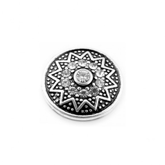 Кнопка для браслета Нуса (Noosa) — White Rhinestone