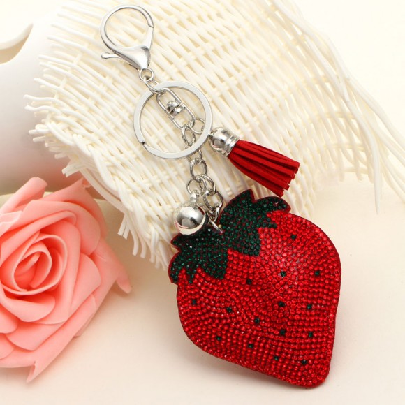 Брелок на сумку Клубника с кристаллами сваровски