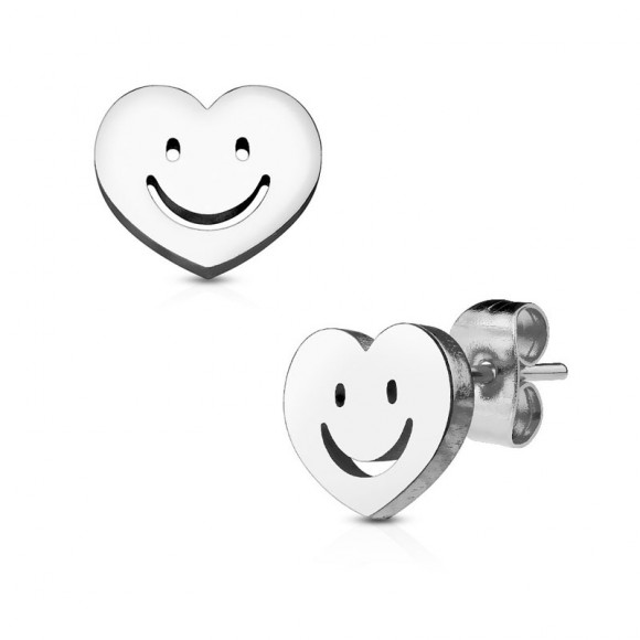 Сережки гвоздики із сталі Spikes Серце смайлик SE2413