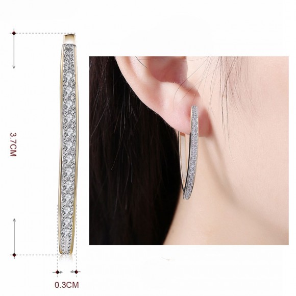 Серьги Геометрическая форма с фианитами