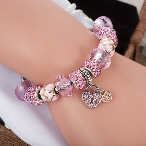 Браслет в стиле пандора с бусинами Сердце Браслет в стиле пандора с бусинами Сердце
