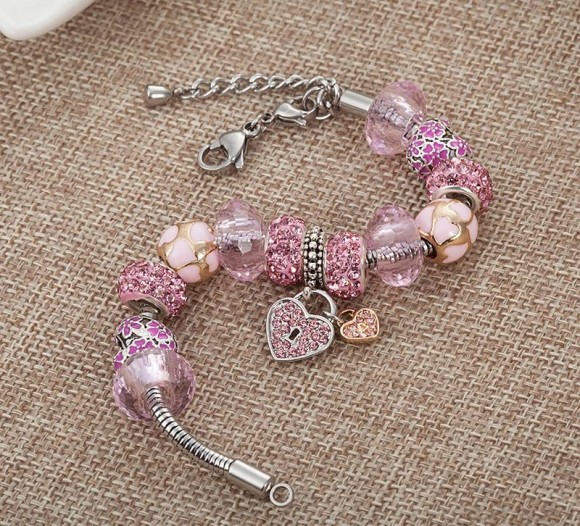 Браслет в стиле пандора с бусинами Сердце Браслет в стиле пандора с бусинами Сердце