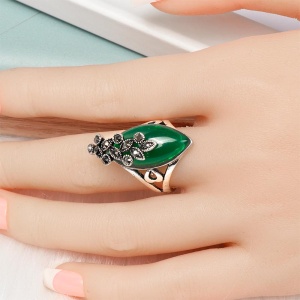 Каблучка в турецькому стилі зелена крапля