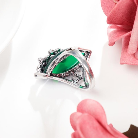 Каблучка в турецькому стилі зелена крапля