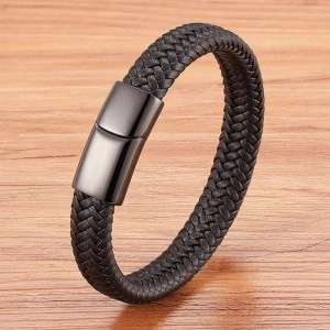 Шкіряний браслет Класик чорний Шкіряний браслет Класик чорний