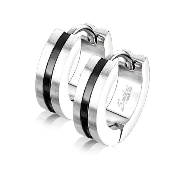 Серьги кольца из стали Spikes Striped SE3517