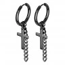 Серьги подвески из стали Spikes Крест с цепочкой SE3552