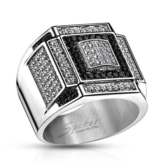 Печатка из стали Spikes Black and Clear Z-R-H5751