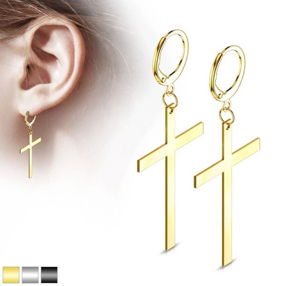 Сережки зі сталі Spikes Хрестик SE3652
