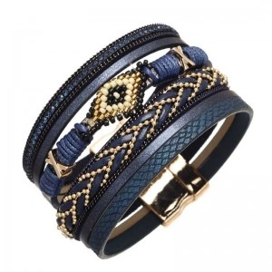 Синій жіночий шкіряний браслет Бріона Синій жіночий шкіряний браслет Бріона