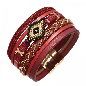 Червоний жіночий шкіряний браслет Бріона Червоний жіночий шкіряний браслет Бріона