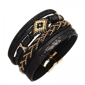 Чорний жіночий шкіряний браслет Бріона Чорний жіночий шкіряний браслет Бріона