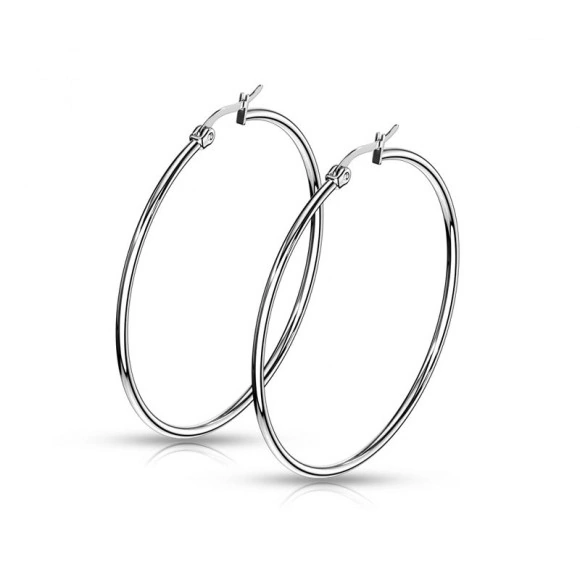 Серьги кольца из стали Spikes Серебристые SEH01S