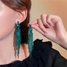 Вечерние длинные серьги Розали зеленые