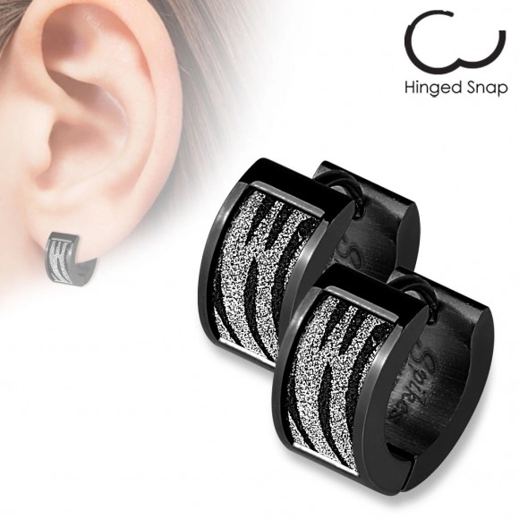 Серьги кольца из стали Spikes Зебра SEZ-17