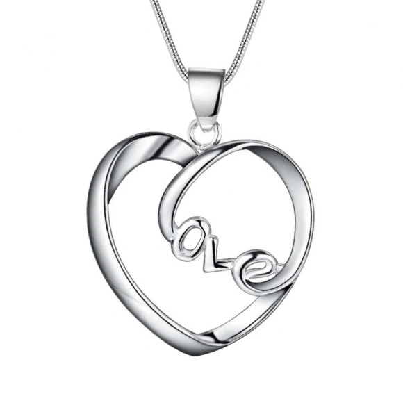 Кулон с цепочкой Love посеребренный