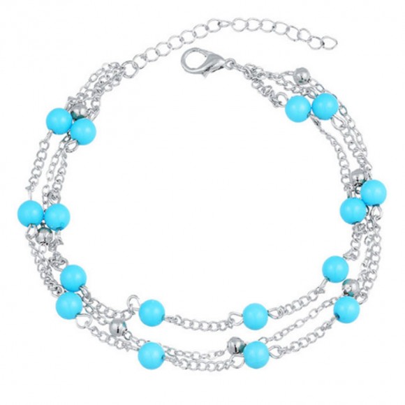 Браслет на ногу Блакитні намистини