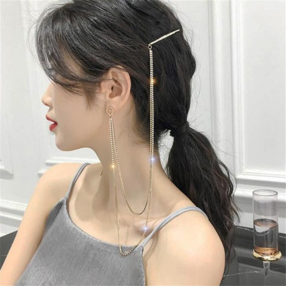 Сережки довгі із шпилькою для волосся Сережки довгі із шпилькою для волосся