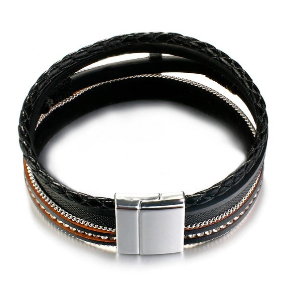 Женский кожаный браслет Крест