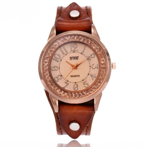 Часы с кожаным ремешком CCQ Bracelet