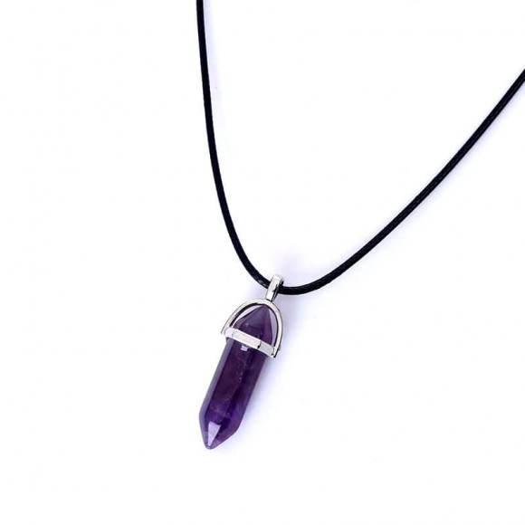 Кулон Кристалл маятник на чёрном шнурке  Кулон Кристалл маятник на чёрном шнурке