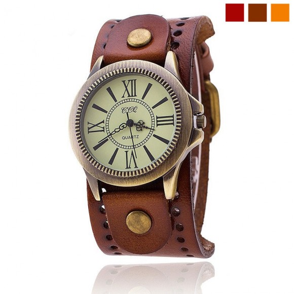 Часы с кожаным ремешком CCQ Brand