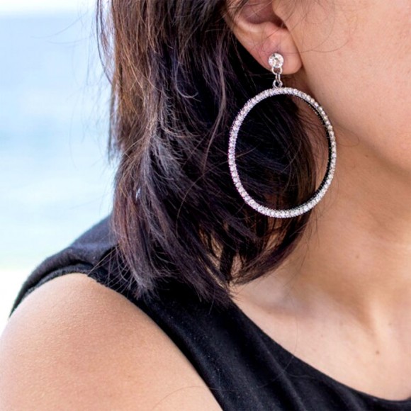 Серьги кольца Ring с кристаллами 