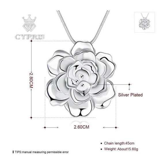 Кулон с цепочкой Роза посеребренный