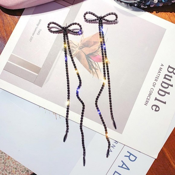 Довгі сережки Бант із кристалами