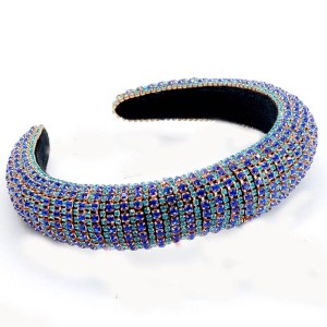 Широкий обруч для волос с кристаллами Морской микс
