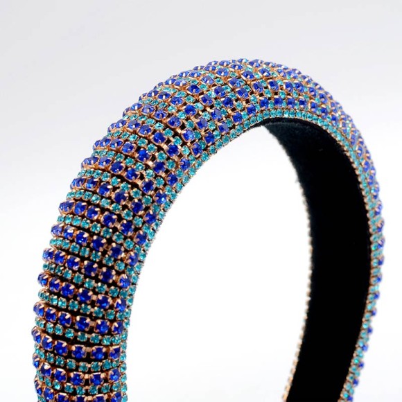 Широкий обруч для волос с кристаллами Морской микс