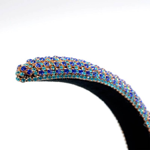 Широкий обруч для волос с кристаллами Морской микс