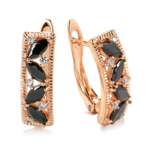 Сережки стиль з чорним цирконом