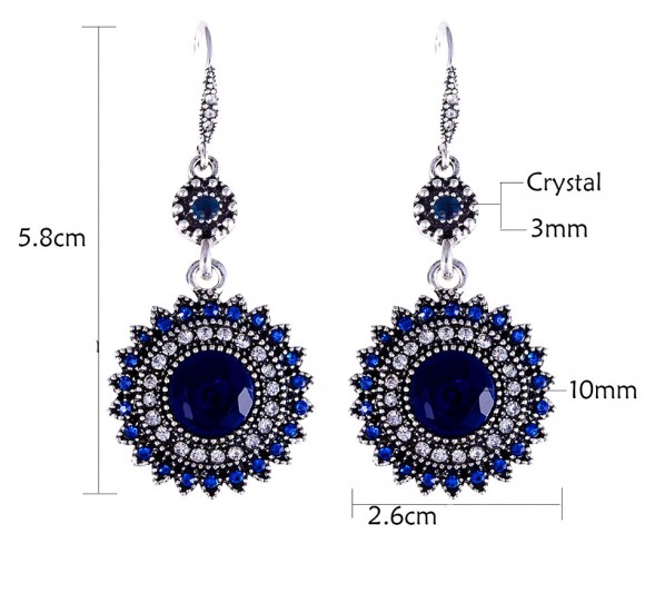 Сережки підвіски з синім камінням Селін Сережки підвіски з синім камінням Селін