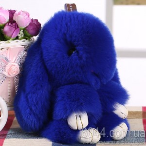 Брелок кролик із натурального хутра синього кольору 20 см Брелок кролик із натурального хутра синього кольору 20 см