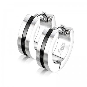Сережки кільця зі сталі Spikes Striped SE3517 Сережки кільця зі сталі Spikes Striped SE3517