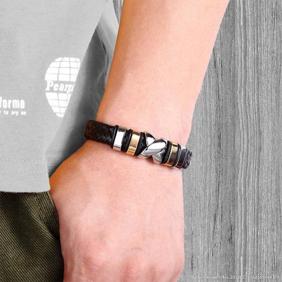 Мужской кожаный браслет Икс Мужской кожаный браслет Икс