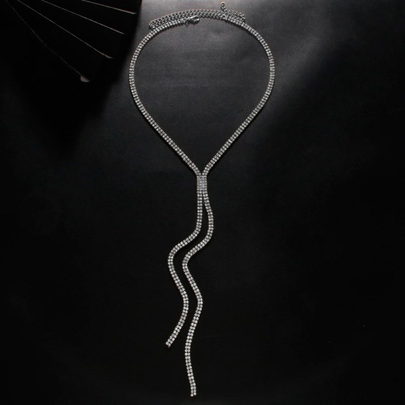 Колье цепочка длинное с кристаллами