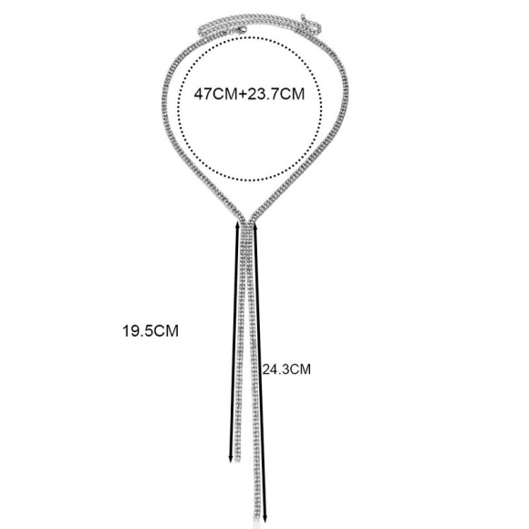Колье цепочка длинное с кристаллами
