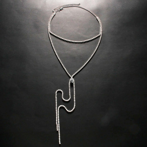 Колье цепочка длинное с кристаллами изыск Колье цепочка длинное с кристаллами изыск