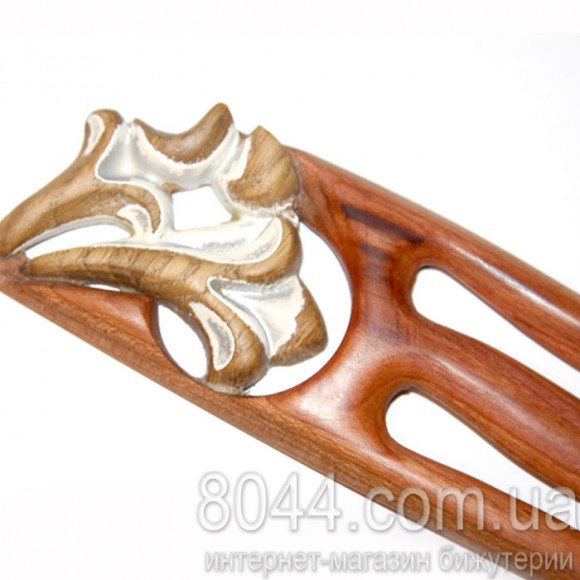 Заколка для волосся з дерева Ажурна потрійна