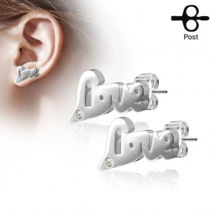 Серьги гвоздики из стали Love Серьги гвоздики из стали Love