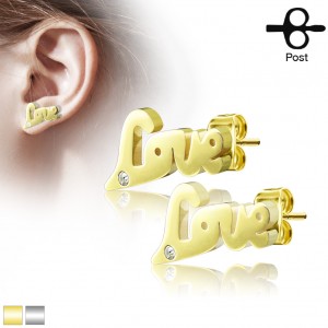 Серьги гвоздики из стали Love Серьги гвоздики из стали Love